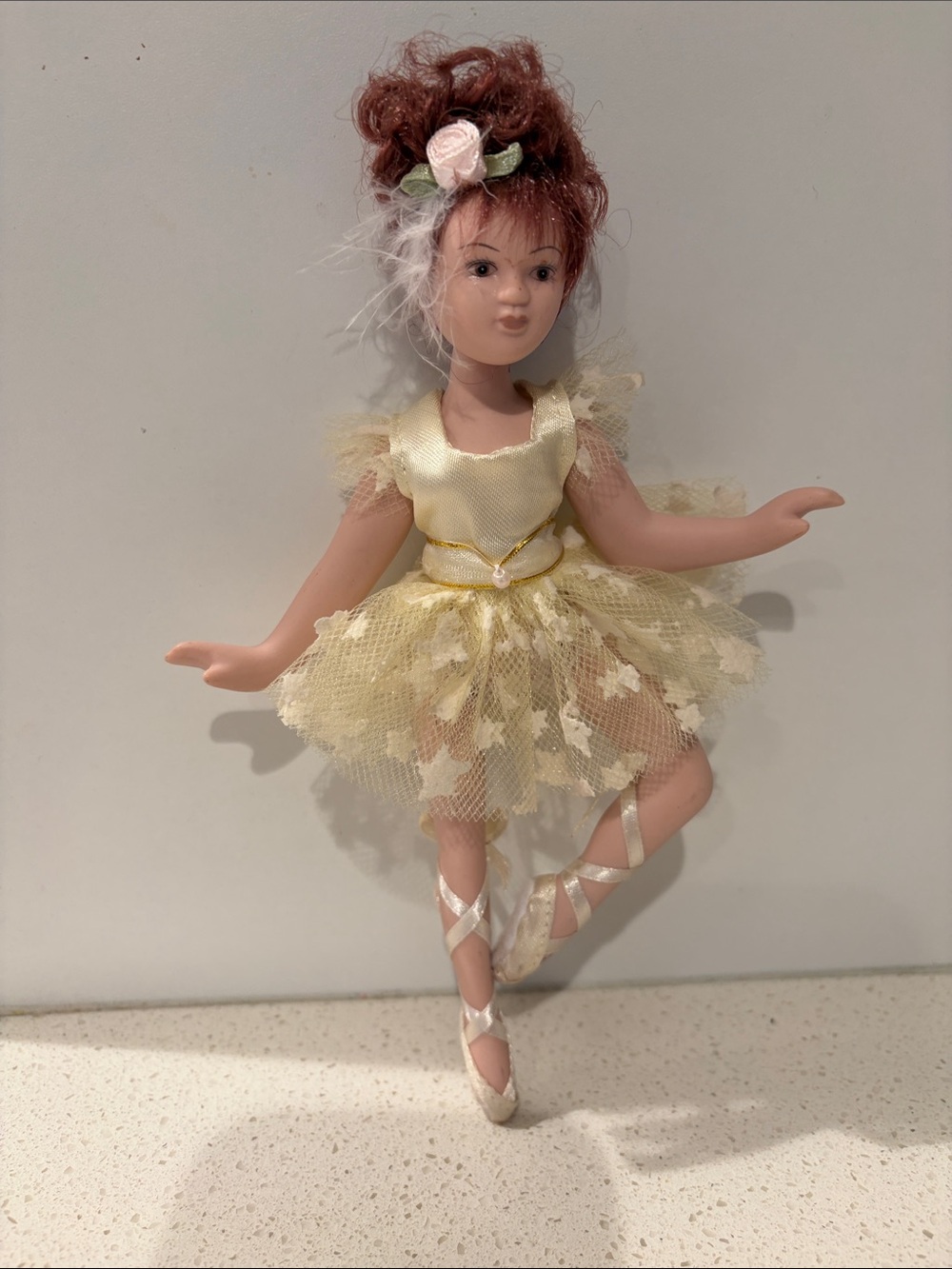 Porcelain Ballerina doll. Yellow Dress - Classic Tutu.